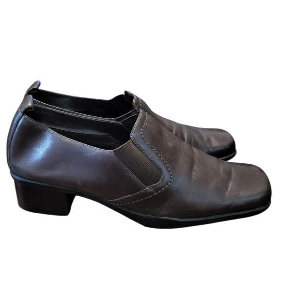 Easy Spirit Eldazu Brown Leather Square Toe Mule Block Heel Slip On, 8.5 - Picture 2 of 9